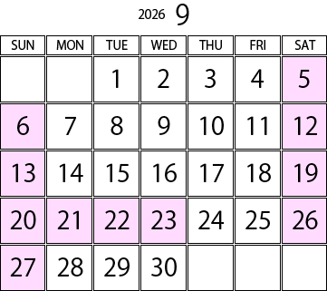３月の営業日カレンダー